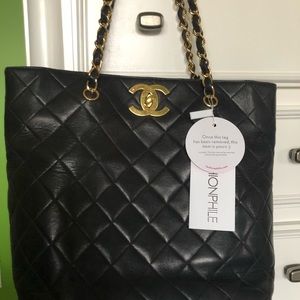 Stunning Chanel vintage lambskin tote authentic.